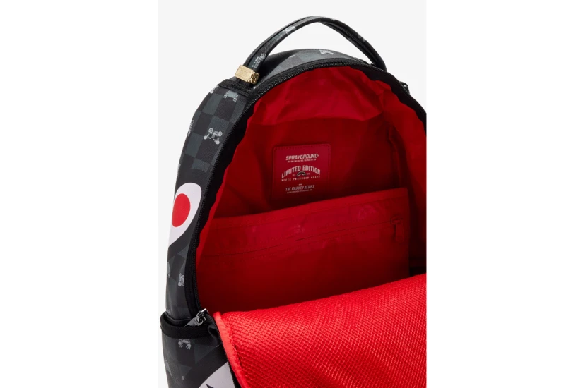 Sprayground Gray Peeking Character Check Dlxsv Backpack Γκρι Σκούρο, Μαύρο, Κόκκινο, Λευκό