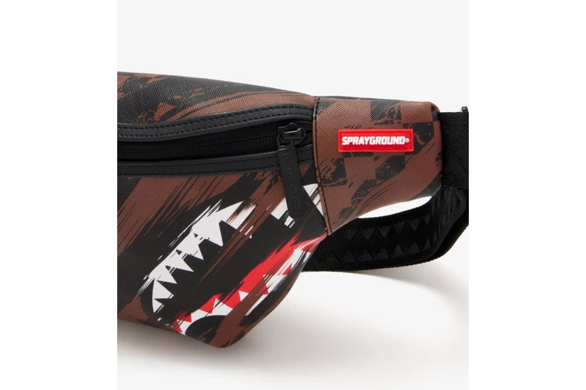 Sprayground Smeared Grunge Savvy Τσαντάκι Μέσης-Χιαστί Καφέ, Μαύρο, Κόκκινο, Λευκό