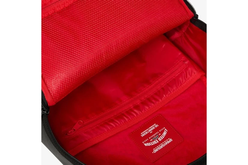 Sprayground Shark Central Embroidered Shark Backpack Μαύρα, Λευκά, Κόκκινα