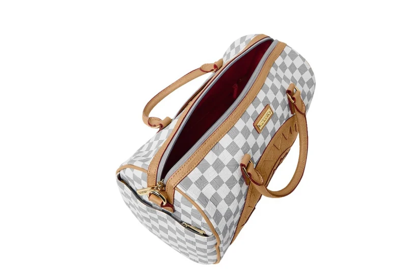 Sprayground Embossed Check Cream Mini Τσάντα Ώμου - Χειρός Γκρι, Λευκή, Μπεζ