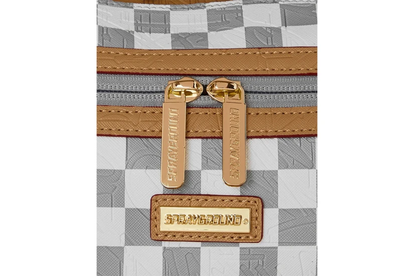 Sprayground Embossed Check Cream Mini Τσάντα Ώμου - Χειρός Γκρι, Λευκή, Μπεζ