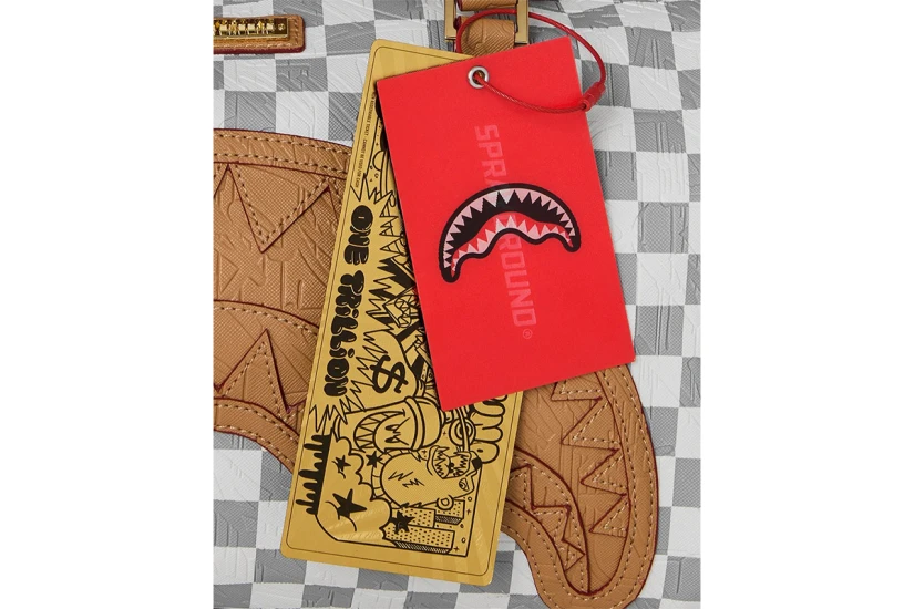 Sprayground Embossed Check Cream Mini Τσάντα Ώμου - Χειρός Γκρι, Λευκή, Μπεζ