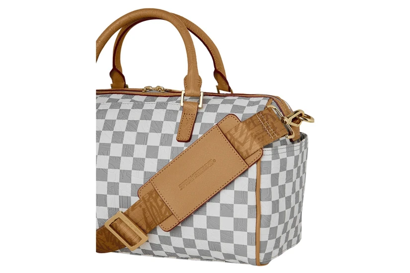 Sprayground Embossed Check Cream Mini Τσάντα Ώμου - Χειρός Γκρι, Λευκή, Μπεζ