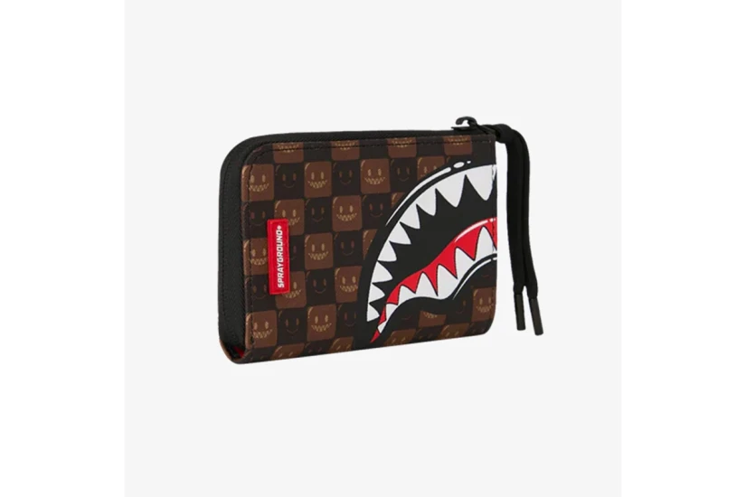 Sprayground Sharks In Paris WTF Bubble Check Πορτοφόλι Καφέ, Μαύρο, Λευκό, Κόκκινο
