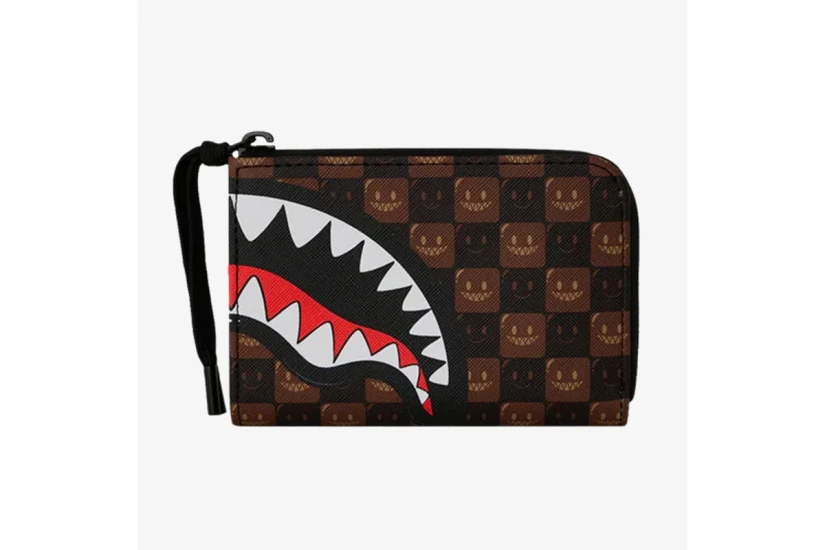 Sprayground Sharks In Paris WTF Bubble Check Πορτοφόλι Καφέ, Μαύρο, Λευκό, Κόκκινο