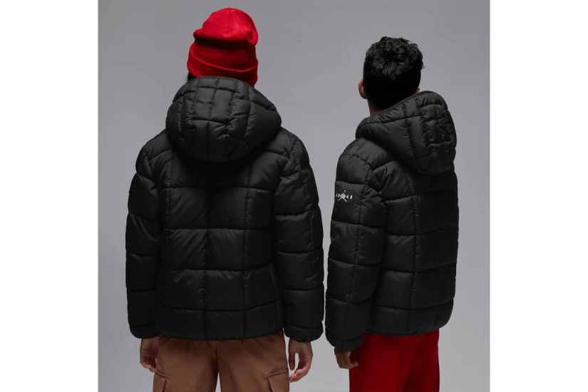 Jordan Παιδικό Μπουφάν Puffer με Κουκούλα Μαύρο