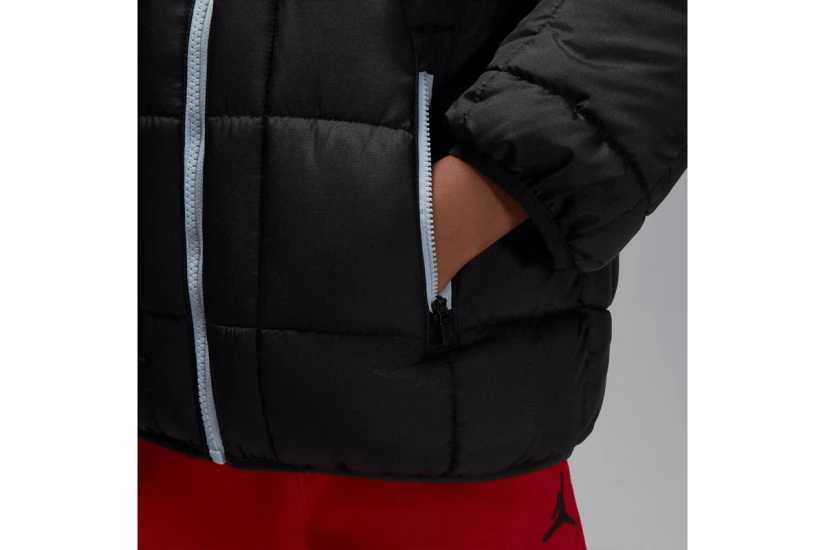 Jordan Παιδικό Μπουφάν Puffer με Κουκούλα Μαύρο