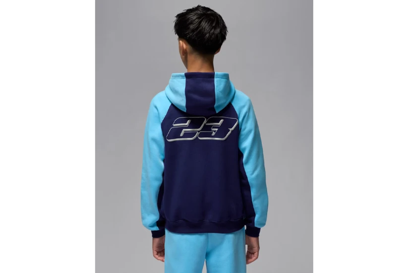 Jordan Mountainside Fleece Παιδικό Φούτερ με Κουκούλα Μπλε Σκούρο, Γαλάζιο, Ασημί