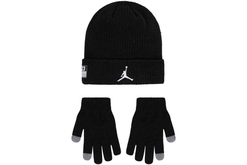 Jordan 23 Jersey Χειμερινό Παιδικό Σετ Σκουφάκι - Γάντια Μαύρο, Κόκκινο, Γκρι