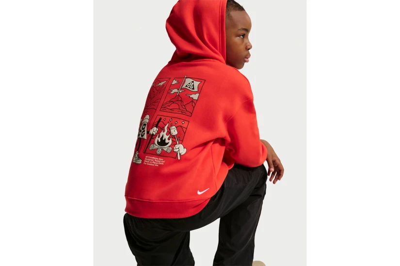 Nike Acg Chippie Παιδικό Φούτερ με Κουκούλα Κόκκινο, Μαύρο, Λευκό