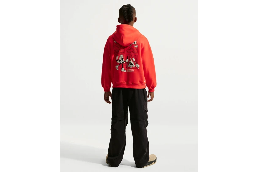Nike Acg Chippie Παιδικό Φούτερ με Κουκούλα Κόκκινο, Μαύρο, Λευκό