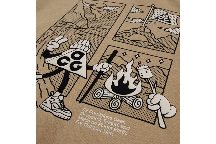 Nike Acg Chippie Παιδικό Φούτερ με Κουκούλα Μπεζ, Μαύρο, Λευκό