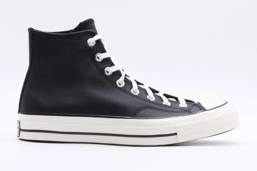 Converse Chuck 70 Leather Ανδρικά Δερμάτινα Sneakers Μαύρα, Εκρού