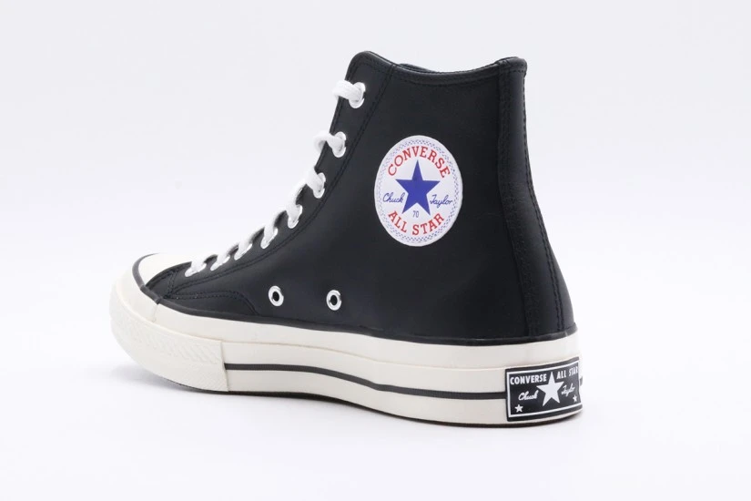 Converse Chuck 70 Leather Ανδρικά Δερμάτινα Sneakers Μαύρα, Εκρού