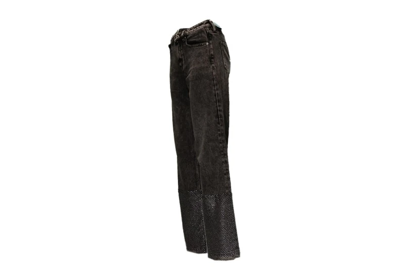 Karl Lagerfeld Relaxed Chainmail Denim Γυναικείο Jean Παντελόνι Μαύρο