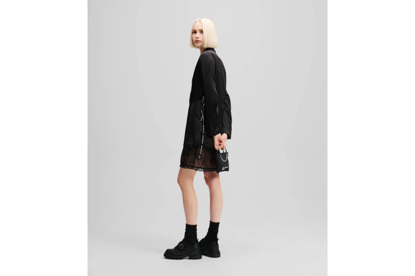 Karl Lagerfeld Satin Tied Blazer Μαύρο