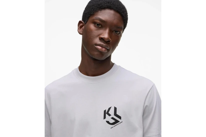 Karl Lagerfeld Monogram Ανδρικό Κοντομάνικο T-Shirt Γκρι Ανοιχτό