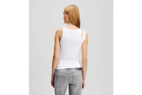 Karl Lagerfeld Ribbed Tank Μπλούζα Αμάνικη Γυναικεία (A2W17022 100)
