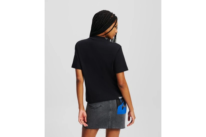 Karl Lagerfeld Γυναικείο Κοντομάνικο T-Shirt Μαύρο, Μπλε, Λευκό
