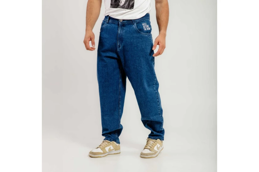 Bee Unusual Relaxed Washed Ανδρικό Παντελόνι Τζιν Μπλε Σκούρο