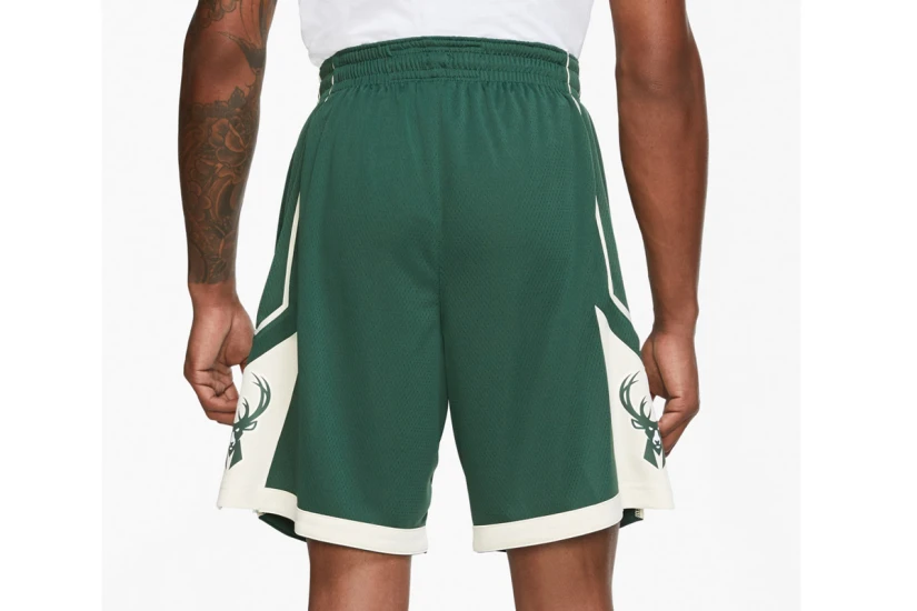 Nike NBA Milwaukee Bucks Icon Edition Dri-FIT Ανδρική Μπασκετική Βερμούδα Κυπαρισσί, Εκρού