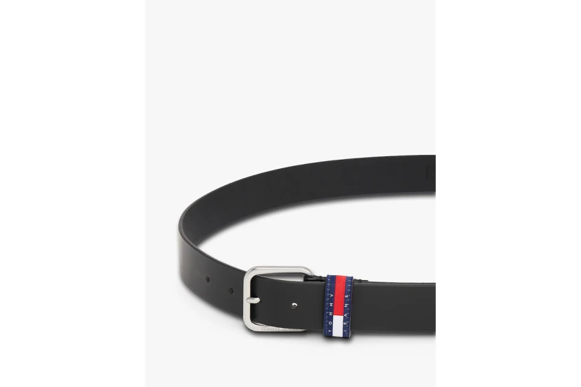 Tommy Jeans Ryan Logo Keeper Leather Ανδρική Casual Ζώνη Μαύρη