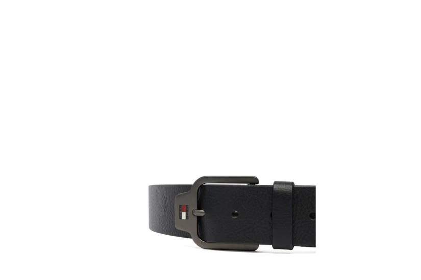 Tommy Jeans Scanton Logo Textured Leather Ανδρική Casual Ζώνη Μαύρη
