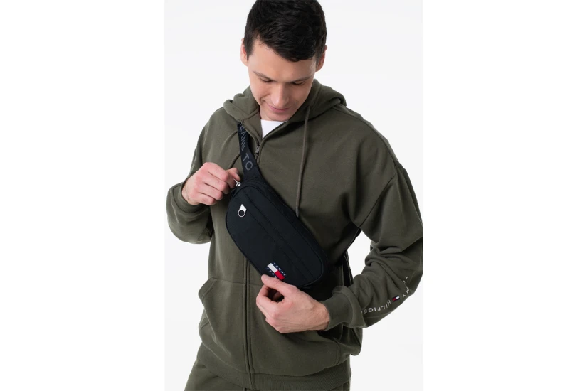 Tommy Jeans Essential Logo Ripstop Τσαντάκι Μέσης Μαύρο 2L 