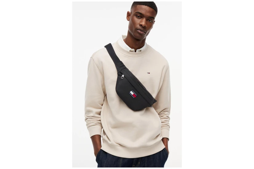 Tommy Jeans Essential Repeat Logo Ανδρικό Τσαντάκι Μέσης Μαύρο 2L
