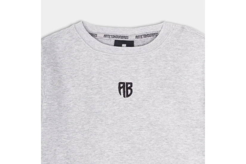AntetokounBros Element Unisex Μακρυμάνικη Μπλούζα με Λαιμόκοψη Γκρι
