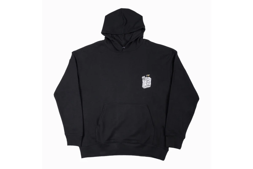 Bee Unusual High Flowers Extra Heavy Ανδρικό Hoodie Μαύρο