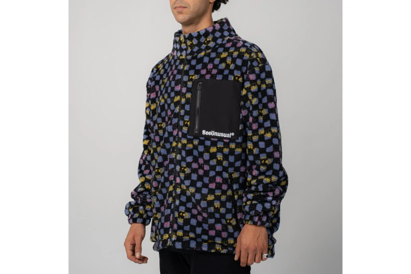 Bee Unusual Checkered Ζακέτα Sherpa Ανδρική (AT-262702)