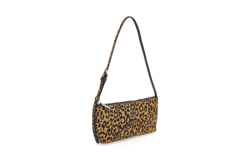 Tommy Jeans Must Leopard Γυναικεία Τσάντα Ώμου - Χειρός Ταμπά, Καφέ