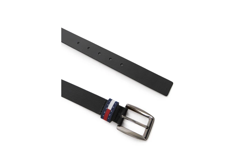 Tommy Jeans Flag Square Buckle Leather Γυναικεία Casual Ζώνη Μαύρη
