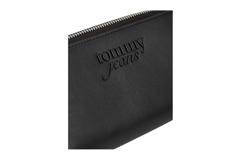 Tommy Jeans Essential Logo Zip-Around Large Γυναικείο Πορτοφόλι Μαύρο