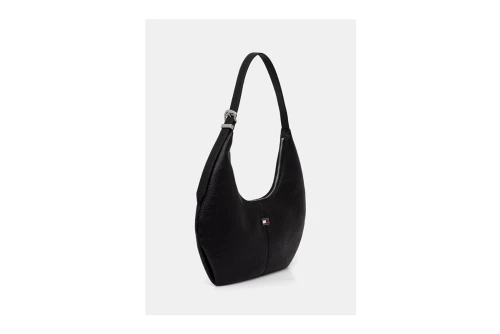 Tommy Jeans Flag Plaque Slouch Hobo Τσάντα Ώμου - Χειρός 3.3L (AW0AW18776 BDS)