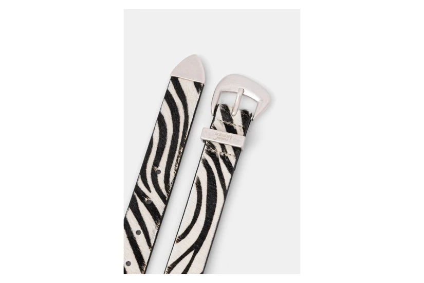 Tommy Jeans Zebra Print Abstract Buckle Γυναικεία Δερμάτινη Casual Ζώνη Λευκή, Μαύρη
