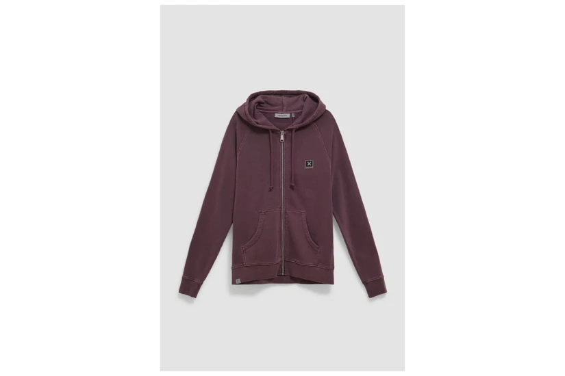 Blue Banana Iconic Washed-Effect Ανδρική Βαμβακερή Ζακέτα με Κουκούλα Μπορντό