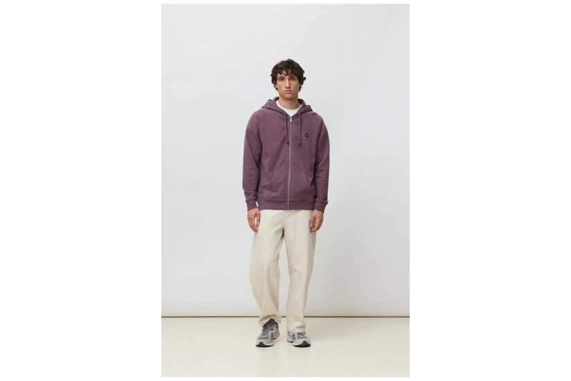 Blue Banana Iconic Washed-Effect Ανδρική Βαμβακερή Ζακέτα με Κουκούλα Μπορντό