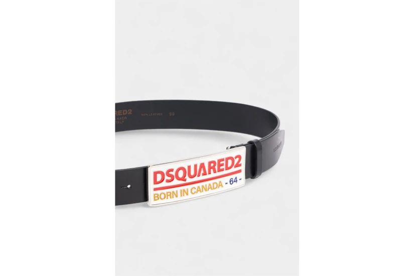 Dsquared2 Logo Plaque Ανδρική Casual Ζώνη Μαύρη