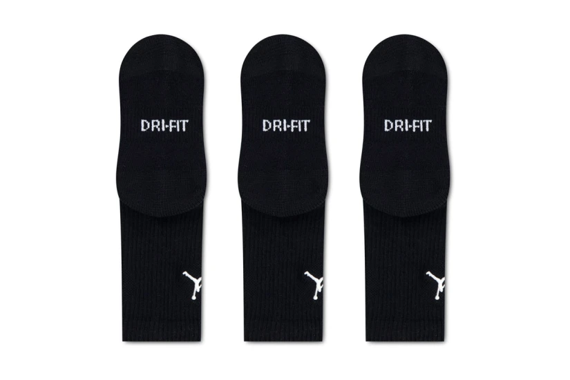 Jordan Dri-FIT Everyday Elevated Κάλτσες Ψηλές Μαύρες 3 Ζευγάρια