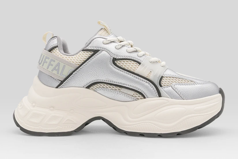 Buffalo Yuno One Sneakers Λευκά, Ασημί, Μαύρα