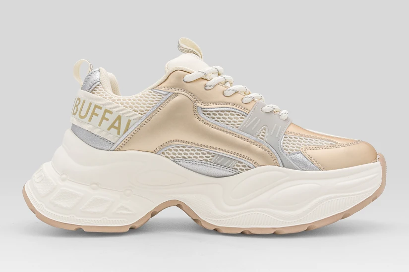 Buffalo Yuno One Sneakers Εκρού, Χρυσά, Ασημί