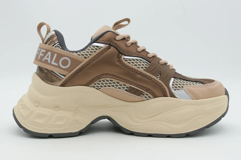 Buffalo Yuno Γυναικεία Sneakers Μπρονζέ, Μπεζ, Εκρού