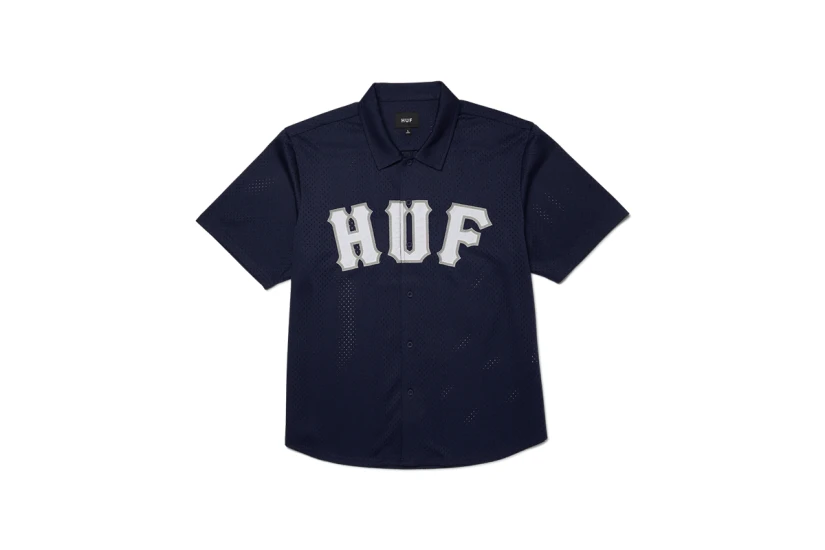 Huf Arch Mesh Button Up Ανδρικό Κοντομάνικο Πουκάμισο Μπλε Σκούρο
