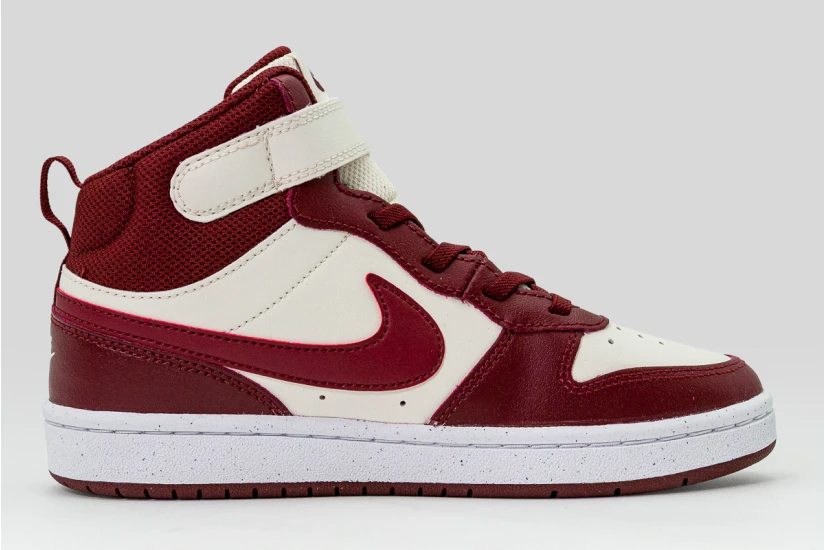 Nike Court Borough Mid 2 Παιδικά Sneakers Μπεζ, Μπορντό, Λευκά