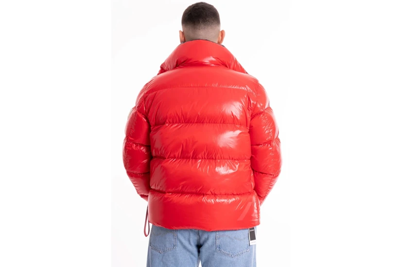 After Label Ανδρικό Μπουφάν Puffer με Κουκούλα Κόκκινο