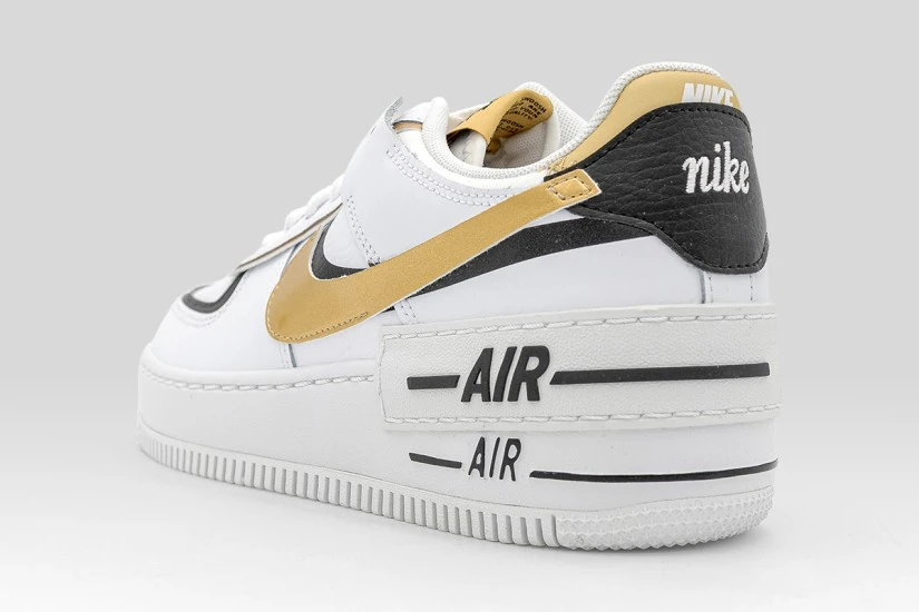 Nike Air Force 1 Shadow Sneakers Λευκά, Μαύρα, Χρυσά