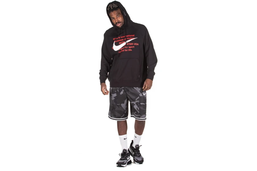 Nike Sportswear Swoosh Ανδρικό Φούτερ με Κουκούλα Μαύρο, Κόκκινο, Λευκό