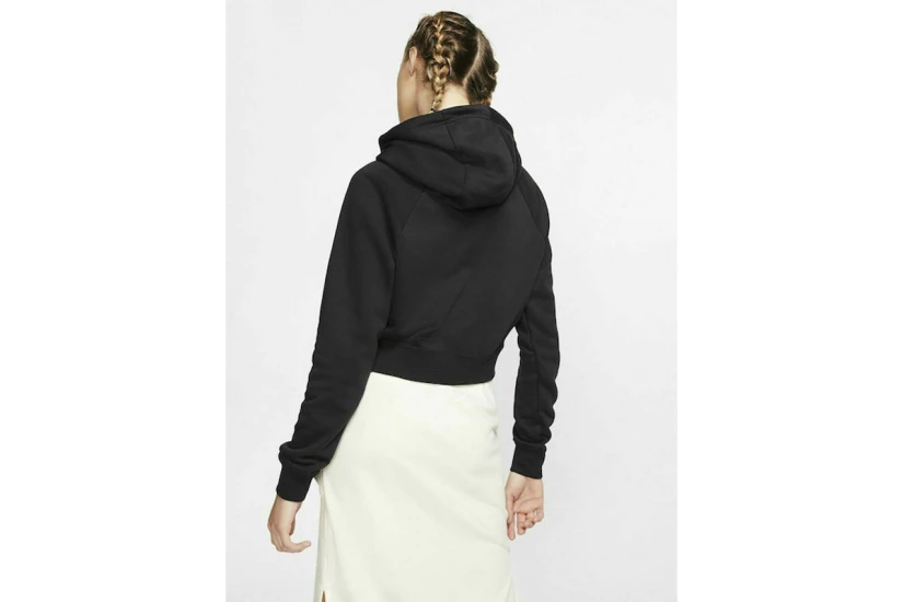Nike Sportswear Essential Γυναικείο Cropped Φούτερ με Κουκούλα Μαύρο